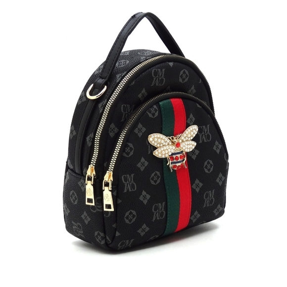 Stylish Black Designer Backpack with Bee Accent main image 7